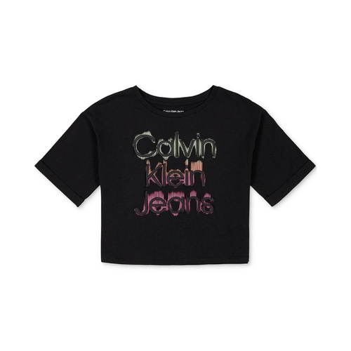  Big Girls Glow Calvin Klein Jean Oversize Logo T-Shirt