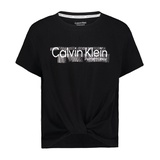 Calvin Klein Big Girls Performance Logo Twist-Front T-Shirt