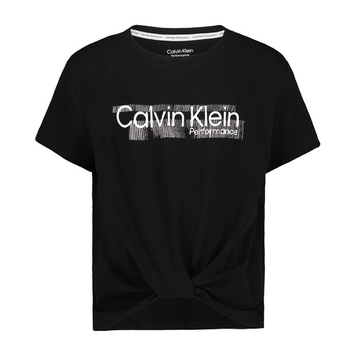  Calvin Klein Big Girls Performance Logo Twist-Front T-Shirt