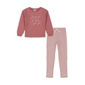 Little Girl Puff Sleeve Fleece Logo Tunic Hacci Ribbed Leggings