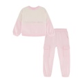 Toddler Girl Fleece Color Block Crew Neck Cargo Joggers 2-Piece Set