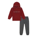 Toddler and Little Boys Contrast Trim Fleece Logo Hoodie Joggers 2 Piece Set