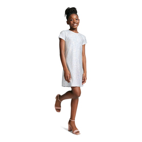  Big Girls Sequin Short Sleeve Shirt Dress