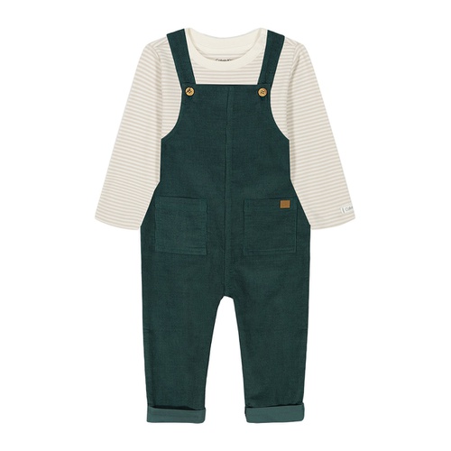  Baby Boy Long Sleeve Combed Knit Tee Corduroy Overalls 2 Piece Set