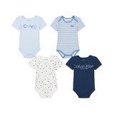 Baby Boy Logo Short Sleeve Bodysuits 4 Piece Set