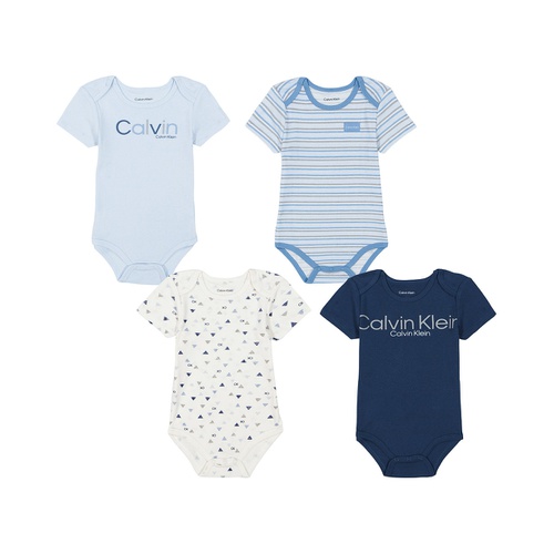  Baby Boy Logo Short Sleeve Bodysuits 4 Piece Set