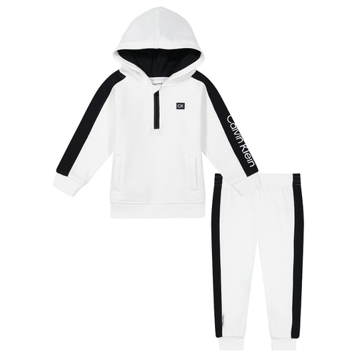  Baby Boy Side Striped Fleece 1/4 Zip Hoodie Joggers 2 Piece Set