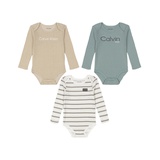 Baby Boy Long Sleeve Logo Bodysuits 3 Piece Set