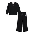 Toddler and Little Girls Fleece Logo Pullover Brushed Rib Knit Pants 2 Piece Set