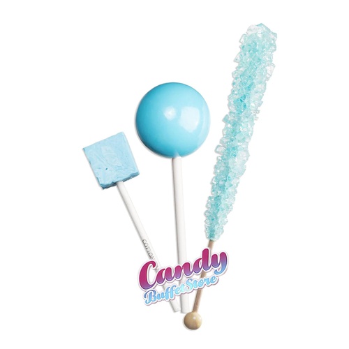  Candy Buffet Store Blue Square Pops - 24 Pack - Blue Raspberry Flavored How To Build a Candy Buffet Guide included!