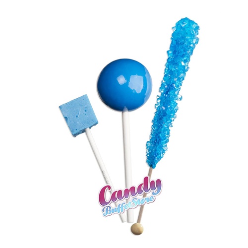  Candy Buffet Store Blue Square Pops - 24 Pack - Blue Raspberry Flavored How To Build a Candy Buffet Guide included!