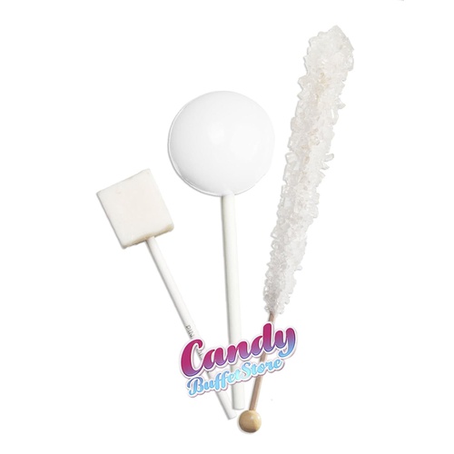  Candy Buffet Store Large White Rock Candy - 12 Pack Sugar Flavored - How To Build a Candy Buffet Table Guide Included