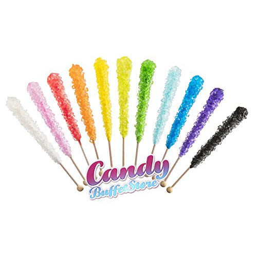  Candy Buffet Store 24 Pack Assorted Rock Candy Crystal Sticks, 11 Flavors - FREE GUIDE: How to Build a Candy Buffet Table Included with each purchase