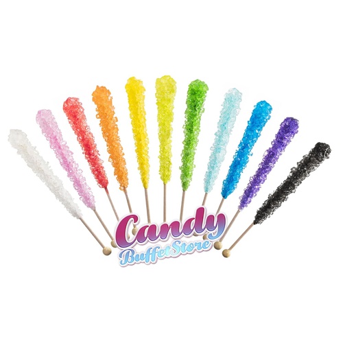  Candy Buffet Store 24 Pack Assorted Rock Candy Crystal Sticks, 11 Flavors - FREE GUIDE: How to Build a Candy Buffet Table Included with each purchase