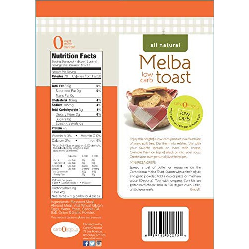  Carb-o-licious Low Carb Melba Toast (ONION & GARLIC) 4 oz.