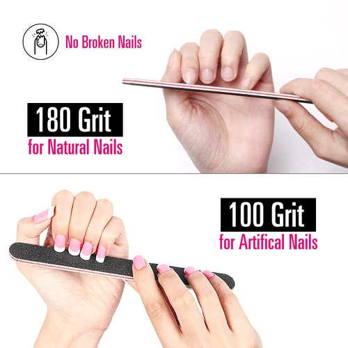  Nail Files and Buffers Set| Care Essentials Professional Manicure Pedicure Tools Kit| Includes 6pc 120 Grit Buffer Blocks, 6pc 100/180 Grit Files, 4pc Dusting Brush and 4pc Toe Sep