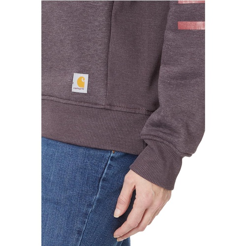 칼하트 Womens Carhartt Relaxed Fit Midweight Crew Neck Block Logo Sleeve Graphic Sweatshirt