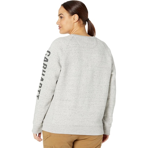 칼하트 Womens Carhartt Relaxed Fit Midweight Crew Neck Block Logo Sleeve Graphic Sweatshirt