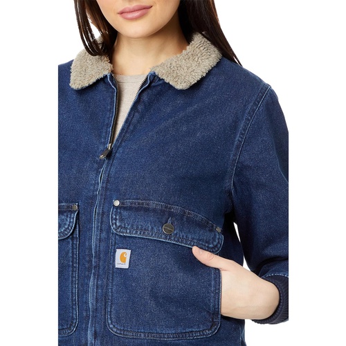 칼하트 Womens Carhartt Relaxed Fit Denim Sherpa-Lined Jacket