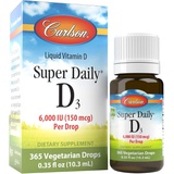 Carlson - Super Daily D3, 6000 IU (150 mcg) per Drop, Heart & Immune Health, Liquid Vitamin D3, 1-Year Supply, Unflavored, 365 Drops