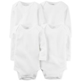 Baby Boys or Baby Girls Solid Long Sleeved Bodysuits Pack of 4