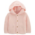 Baby Girls Hooded Button Down Long Sleeved Cardigan