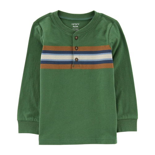 카터스 Toddler Boys Striped Jersey Henley T-shirt