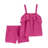 Baby Girls Crinkle Jersey Tank Top and Shorts 2 Piece Set