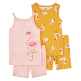 Toddler Girls Flamingo Print Pajama Set 4 Piece Set