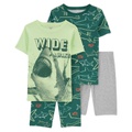 Little Boys Shark Print Pajama Set 4 Piece Set