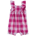 Baby Girls Plaid Flutter-Sleeve Romper