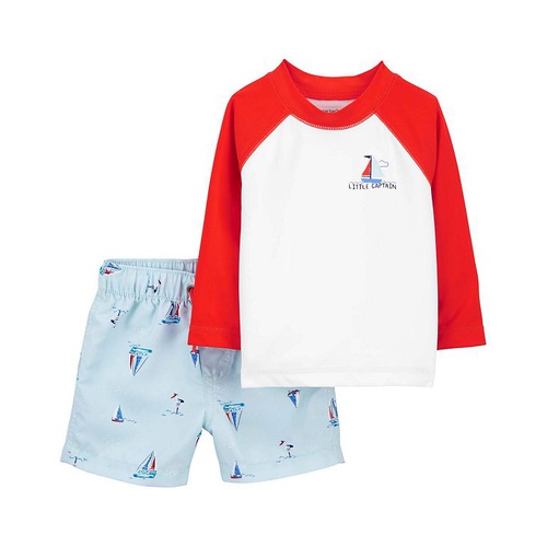 카터스 Baby Boys Two-Piece Sailboat Rashguard Swim Set