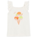 Toddler Girls Ice Cream Graphic Cotton Flutter-Sleeve Tank Top