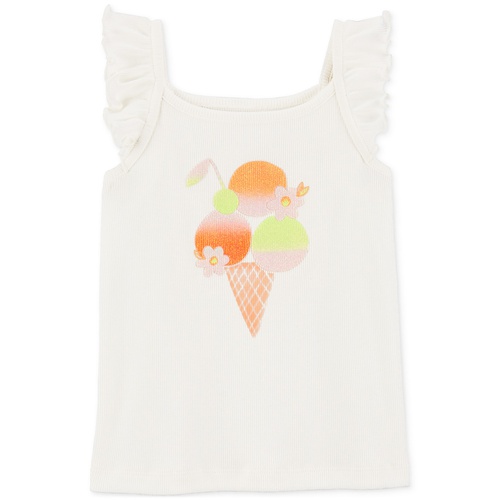 카터스 Toddler Girls Ice Cream Graphic Cotton Flutter-Sleeve Tank Top