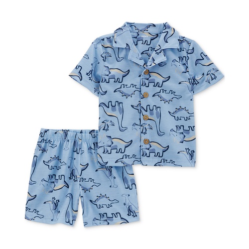 카터스 Toddler Boys Dinosaur-Print Coat-Style Pajamas 2 Piece Set