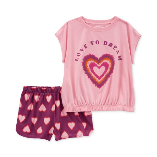 카터스 Little & Big Girls Love To Dream Heart Loose-Fit Pajamas 2 Piece Set