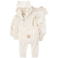 Baby Koala Little Hooded Jacket Bodysuit & Pants 3 Piece Set