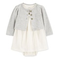 Baby Girls Bodysuit Dress & Cardigan 2 Piece Set