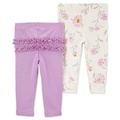 Baby Girls 2 Pack Floral Pull On Pants