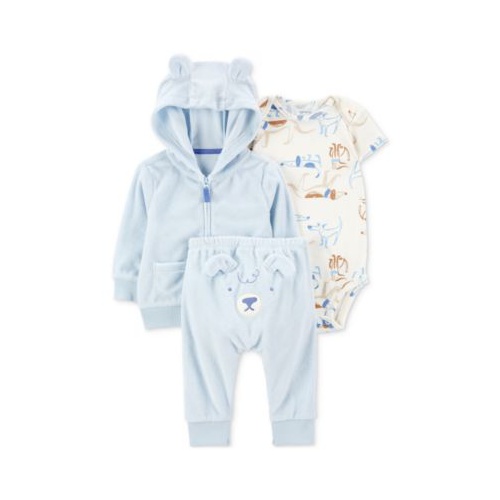 카터스 Baby Boys Dog Little Hooded Jacket Bodysuit & Pants 3 Piece Set