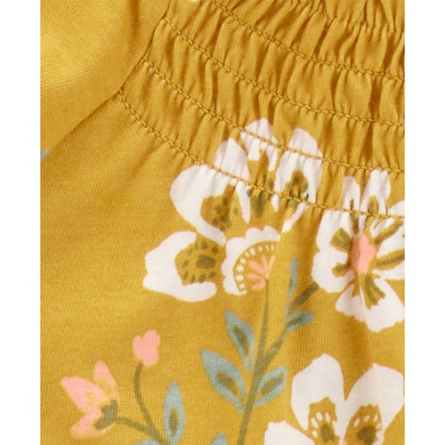 카터스 Baby Girls Floral-Print Bodysuit & Knit-Denim Pants 2 Piece Set