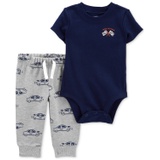 Baby Boys Race Car Graphic Bodysuit & Printed Pants 2 Piece Set