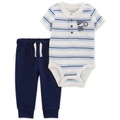Baby Boys Cotton Varsity Striped Bodysuit & Pants 2 Piece Set