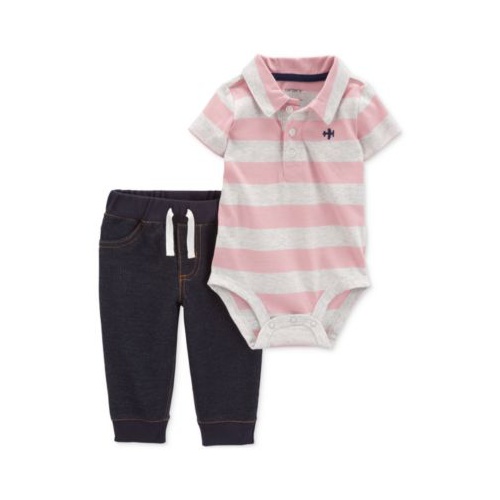 카터스 Baby Boys Striped Polo Bodysuit & Pants 2 Piece Set