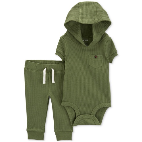 카터스 Baby Boys Hooded Thermal Bodysuit & Pants 2 Piece Set