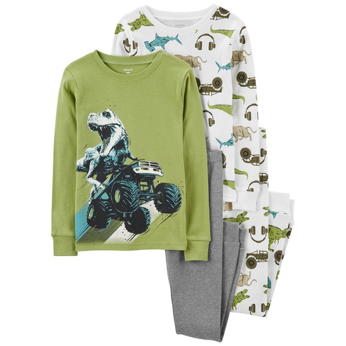 카터스 Little Boys Monster Truck Dinosaur 100% Snug Fit Cotton Pajamas 4 Piece Set