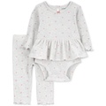 Baby Girls Thermal Peplum Bodysuit & Pants Set