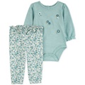 Baby Girls Cotton Floral Bodysuit & Floral-Print Pants 2 Piece Set