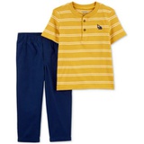 Toddler Boys Striped Cotton Henley Shirt & Canvas Pants Set