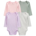 Baby Girls Long-Sleeve Pointelle Bodysuits Pack of 4